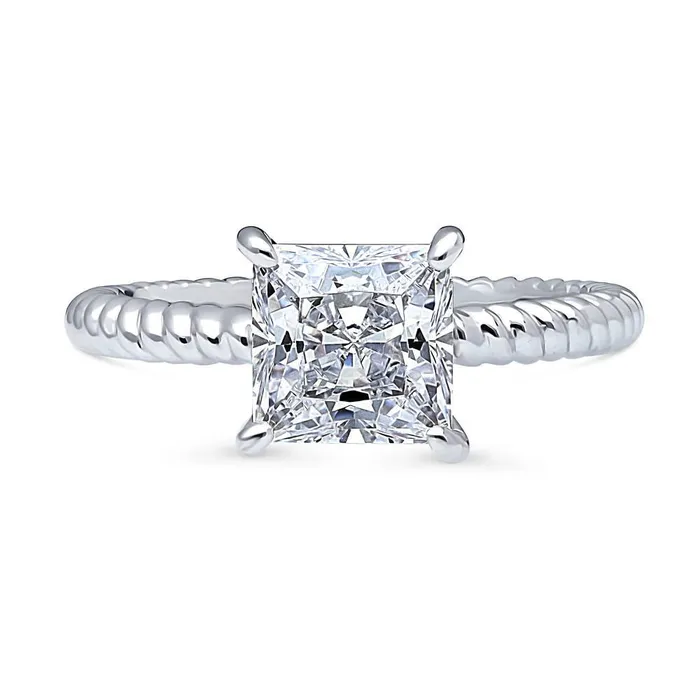 Rings BERRICLE Woven Solitaire 2ct CZ Ring in Sterling Silver