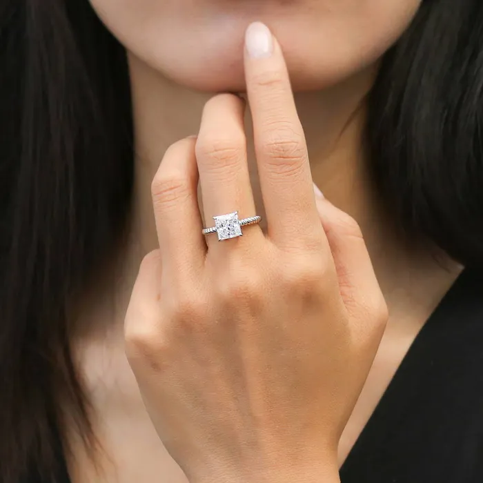 Rings BERRICLE Woven Solitaire 2ct CZ Ring in Sterling Silver