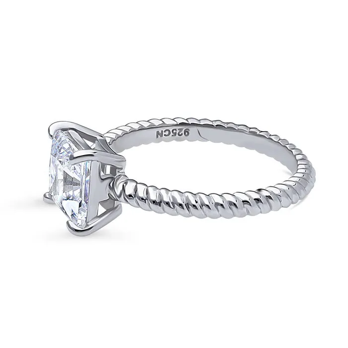 Rings BERRICLE Woven Solitaire 2ct CZ Ring in Sterling Silver