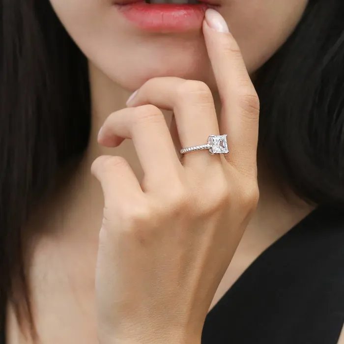 Rings BERRICLE Woven Solitaire 2ct CZ Ring in Sterling Silver