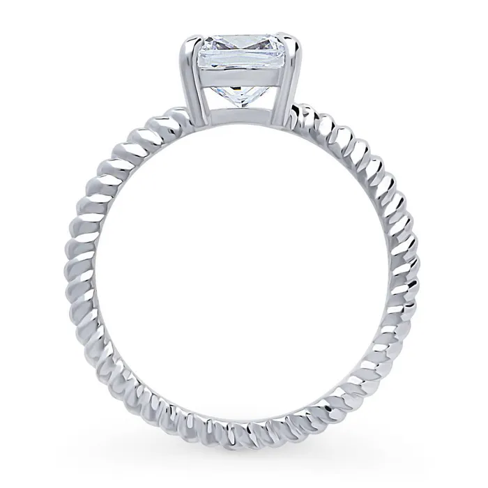 Rings BERRICLE Woven Solitaire 2ct CZ Ring in Sterling Silver