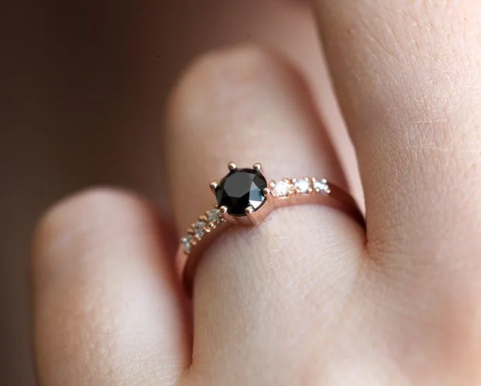 Rings Capucinne Black Diamond Ring Rose Gold Ring