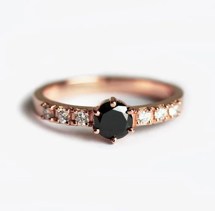 Rings Capucinne Black Diamond Ring Rose Gold Ring