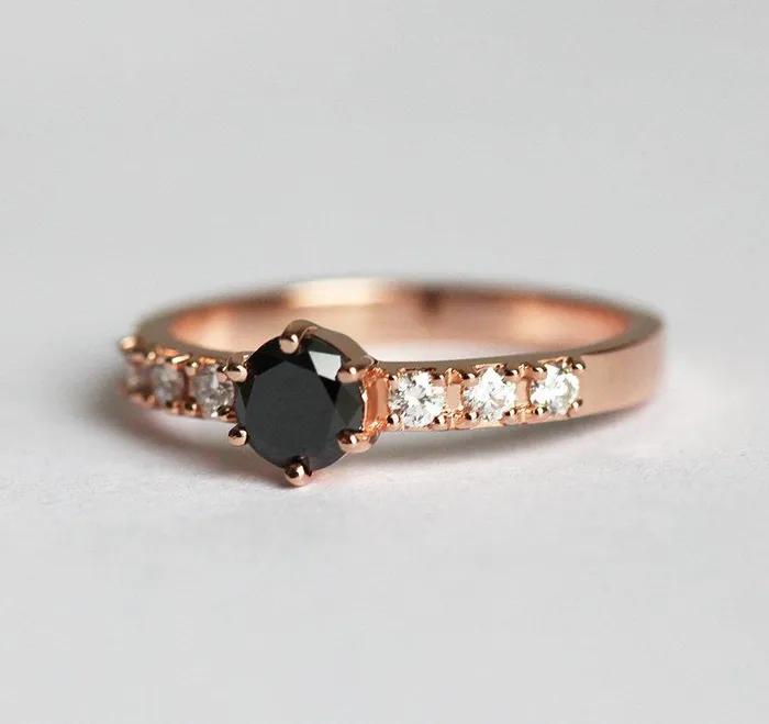 Rings Capucinne Black Diamond Ring Rose Gold Ring