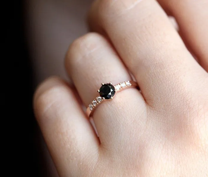 Rings Capucinne Black Diamond Ring Rose Gold Ring