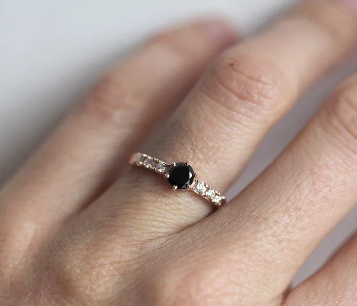Rings Capucinne Black Diamond Ring Rose Gold Ring