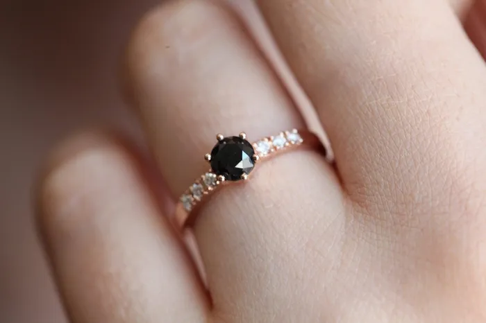Rings Capucinne Black Diamond Ring Rose Gold Ring