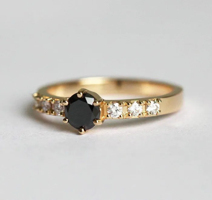 Rings Capucinne Black Diamond Ring Rose Gold Ring