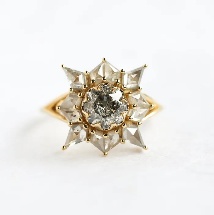 Rings Capucinne Ottilie Round Salt and Pepper Diamond Ring