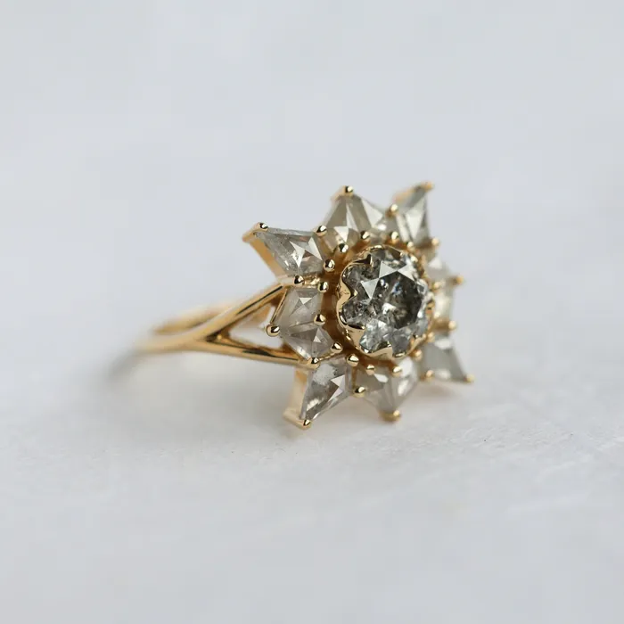 Rings Capucinne Ottilie Round Salt and Pepper Diamond Ring