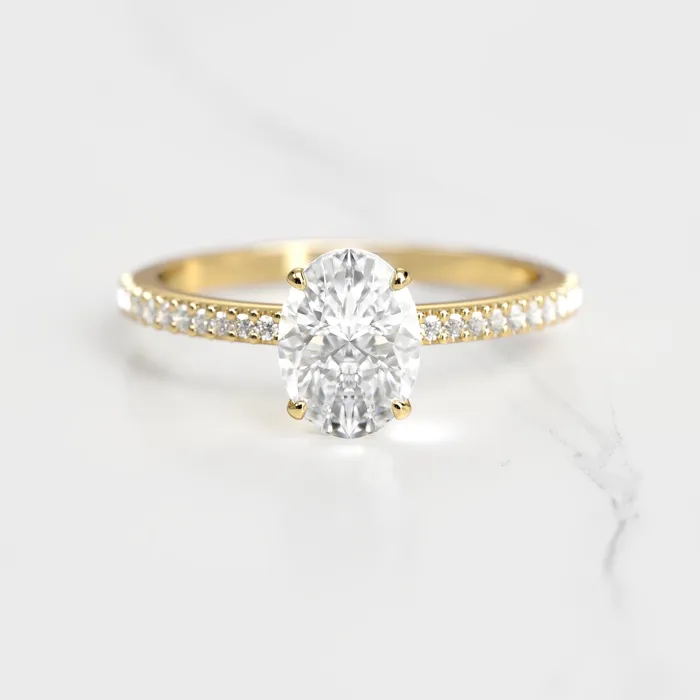 Rings Capucinne Oval Half Pave Moissanite Ring