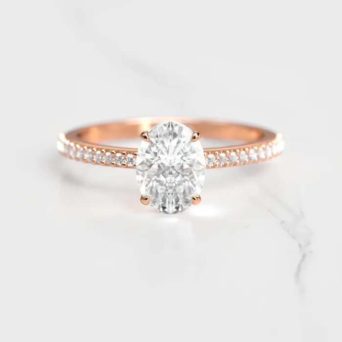Rings Capucinne Oval Half Pave Moissanite Ring