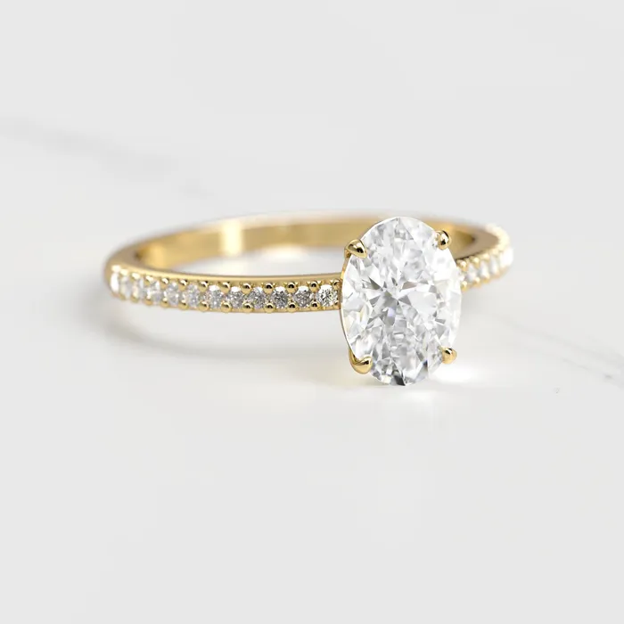 Rings Capucinne Oval Half Pave Moissanite Ring
