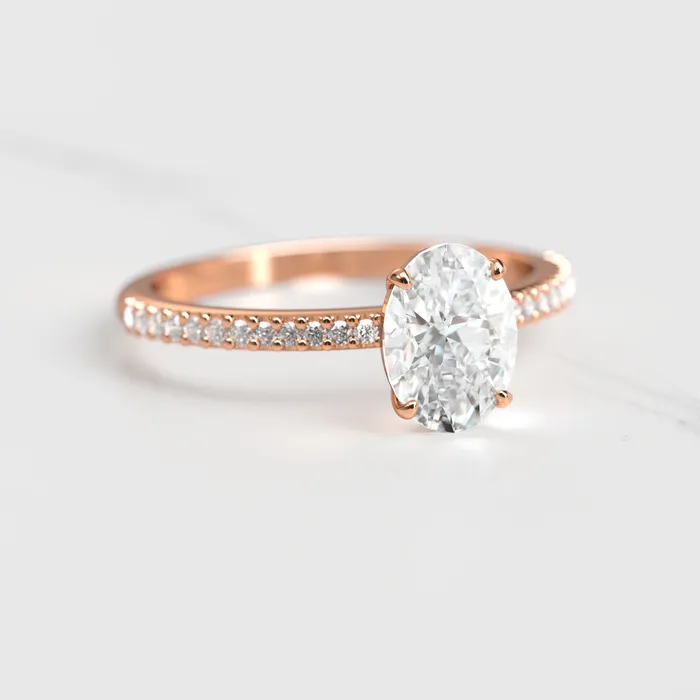 Rings Capucinne Oval Half Pave Moissanite Ring