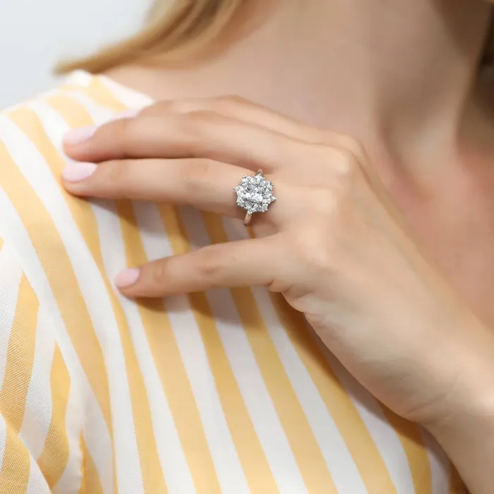 Rings Halo Art Deco Cushion CZ Ring in Sterling Silver BERRICLE