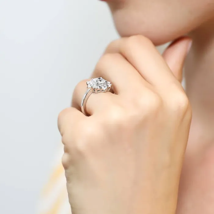 Rings Halo Art Deco Cushion CZ Ring in Sterling Silver BERRICLE