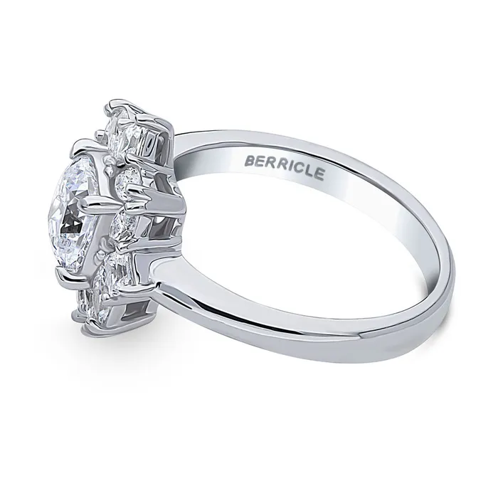 Rings Halo Art Deco Cushion CZ Ring in Sterling Silver BERRICLE