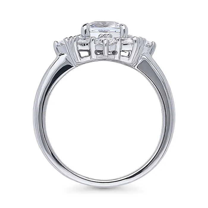 Rings Halo Art Deco Cushion CZ Ring in Sterling Silver BERRICLE