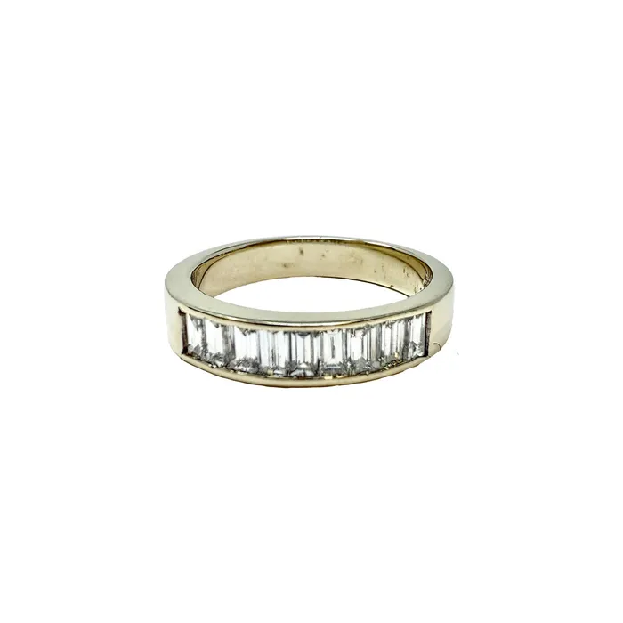 Rings Jewelry 14K Gold Wedding Band with 9 Baguette Diamond