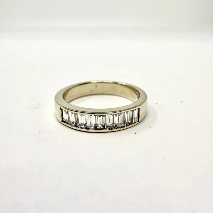 Rings Jewelry 14K Gold Wedding Band with 9 Baguette Diamond
