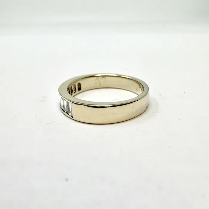 Rings Jewelry 14K Gold Wedding Band with 9 Baguette Diamond