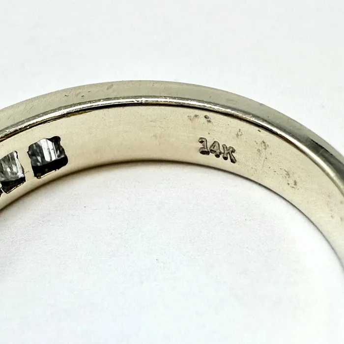 Rings Jewelry 14K Gold Wedding Band with 9 Baguette Diamond