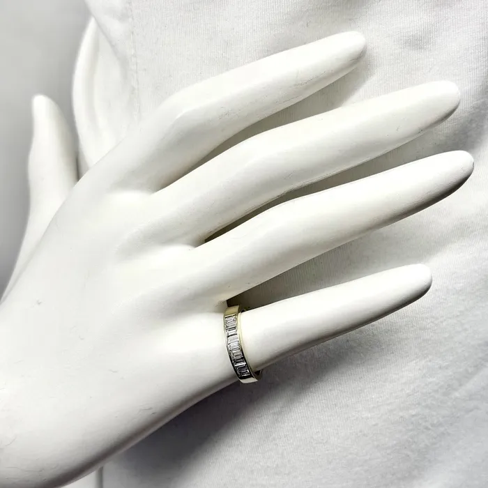 Rings Jewelry 14K Gold Wedding Band with 9 Baguette Diamond