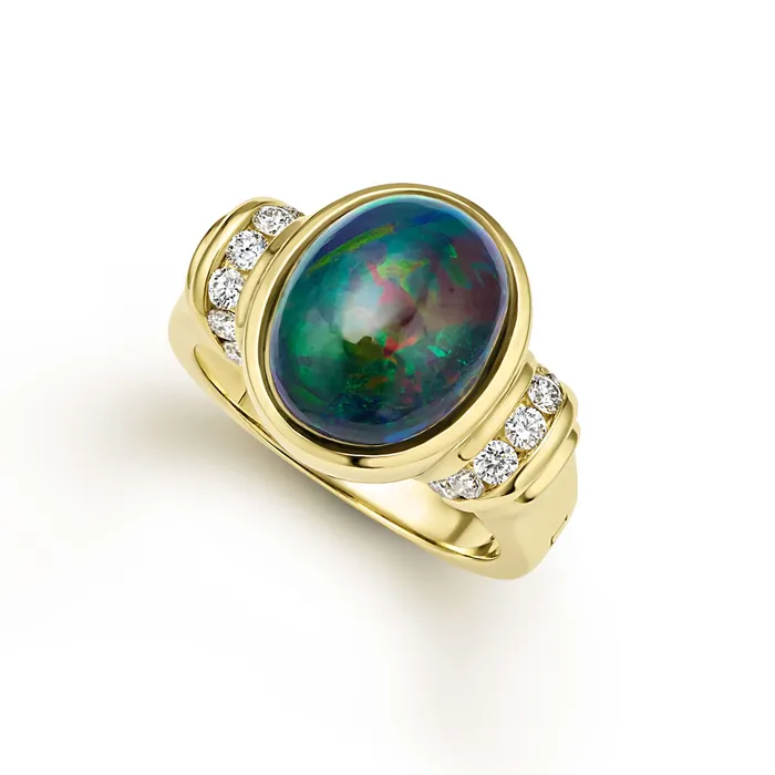 Rings LAGOS Studio 18K Gold Black Opal and Diamond Statement Ring