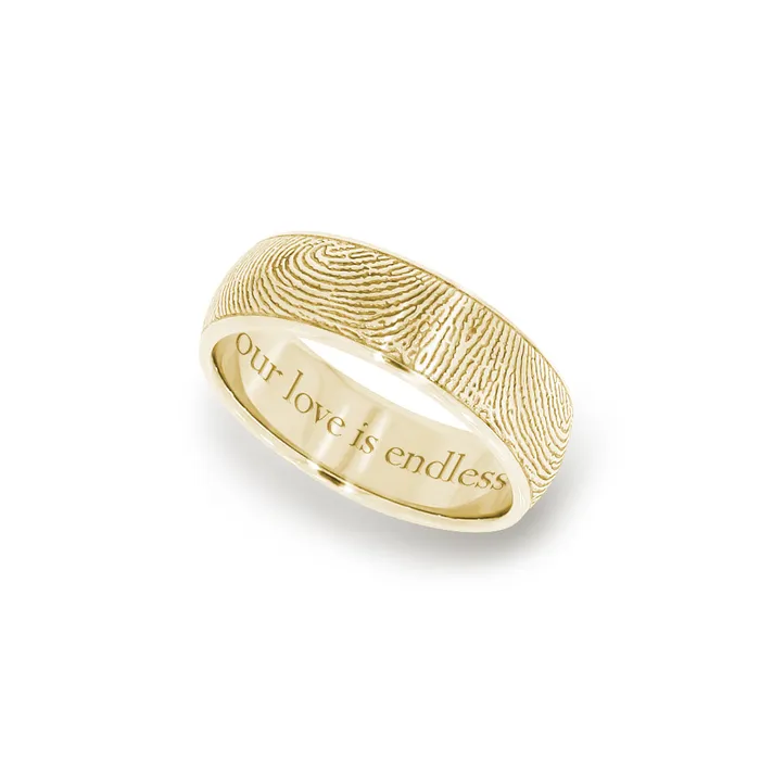 Rings Legacy Touch 14k Yellow Gold 6mm Half Round Fingerprint Ring