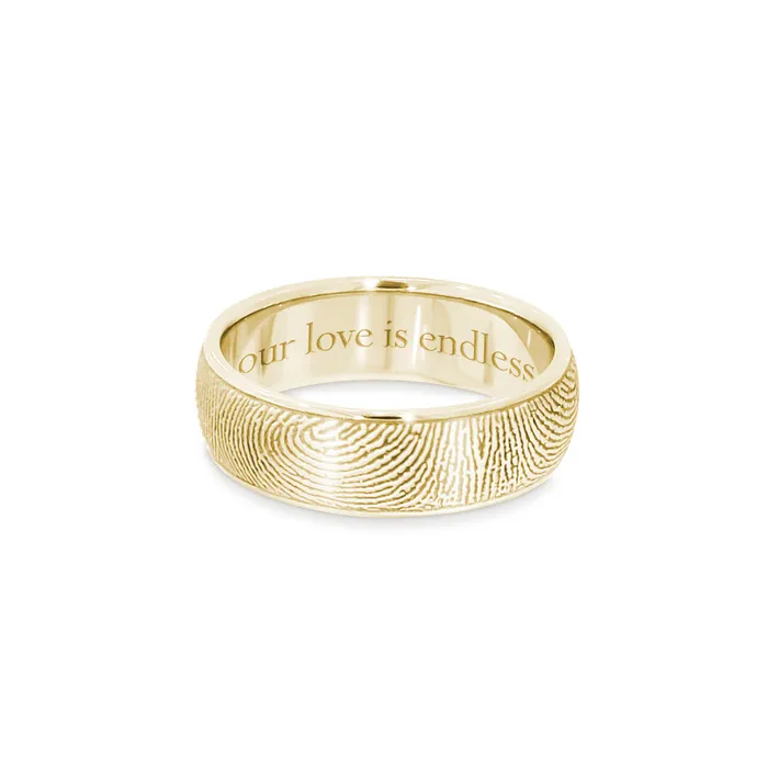 Rings Legacy Touch 14k Yellow Gold 6mm Half Round Fingerprint Ring