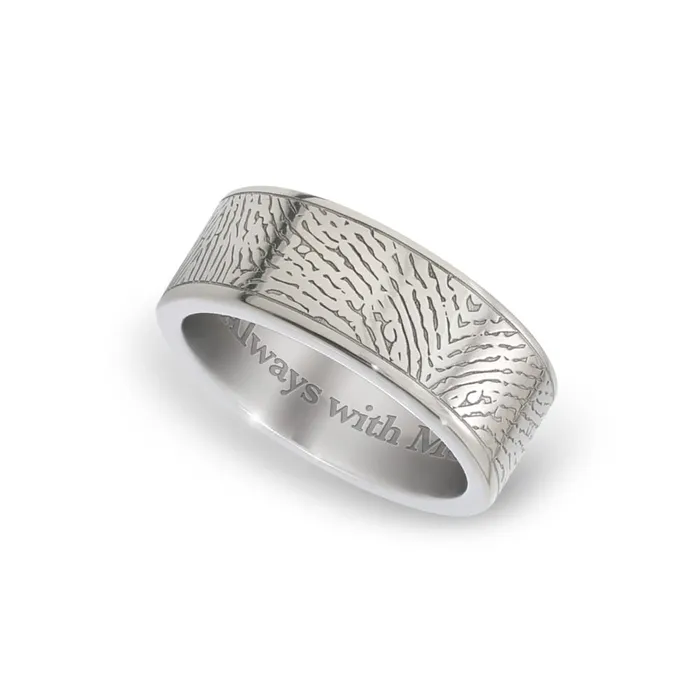 Rings Legacy Touch Titanium 8mm Flat Fingerprint Ring