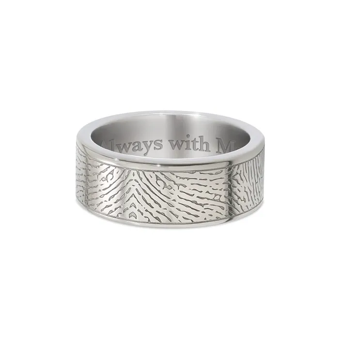Rings Legacy Touch Titanium 8mm Flat Fingerprint Ring