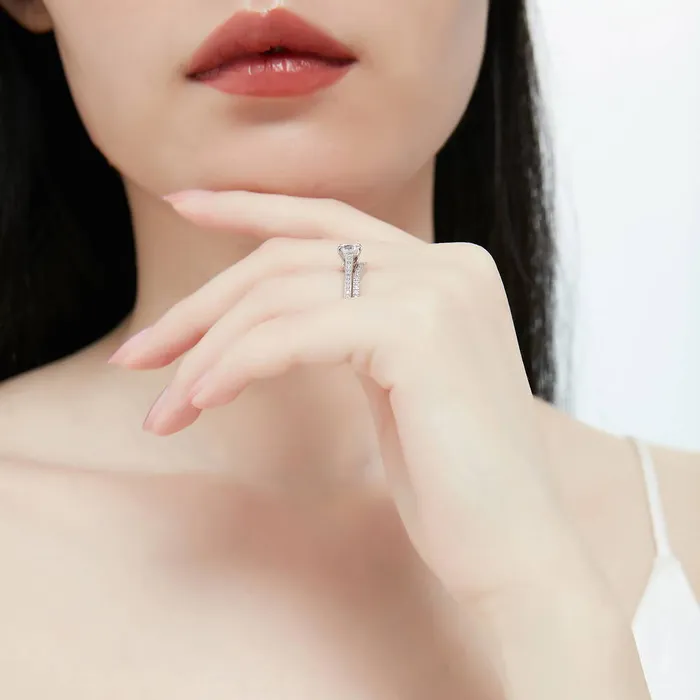 Rings Solitaire Wishbone 1ct CZ Ring Set in Sterling Silver BERRICLE