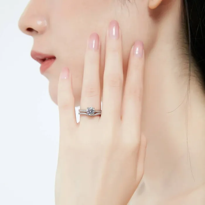 Rings Solitaire Wishbone 1ct CZ Ring Set in Sterling Silver BERRICLE