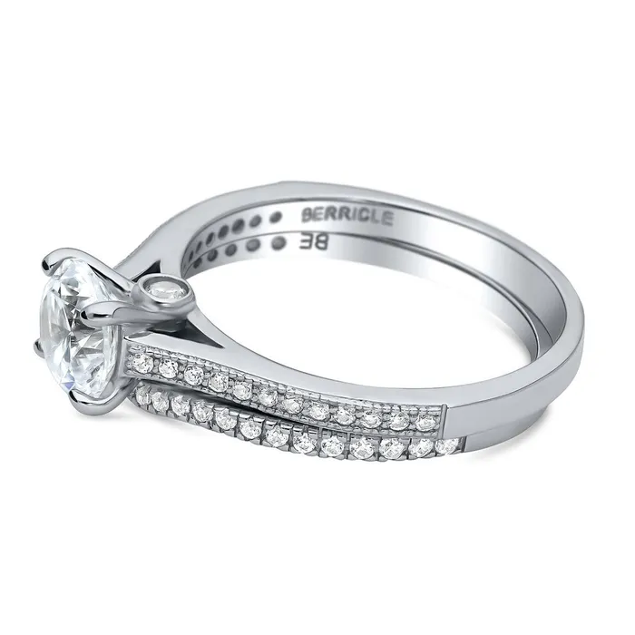 Rings Solitaire Wishbone 1ct CZ Ring Set in Sterling Silver BERRICLE