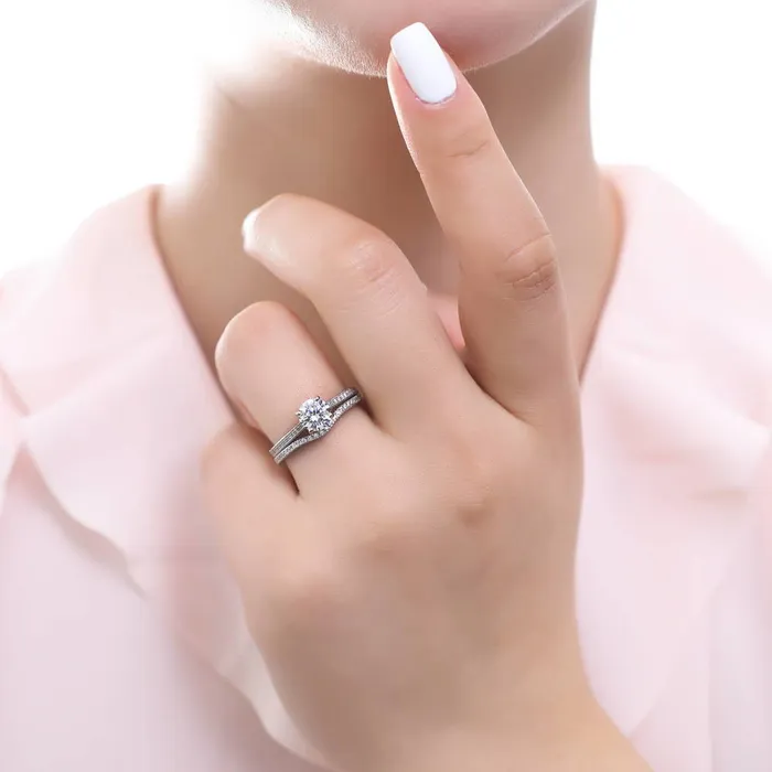 Rings Solitaire Wishbone 1ct CZ Ring Set in Sterling Silver BERRICLE