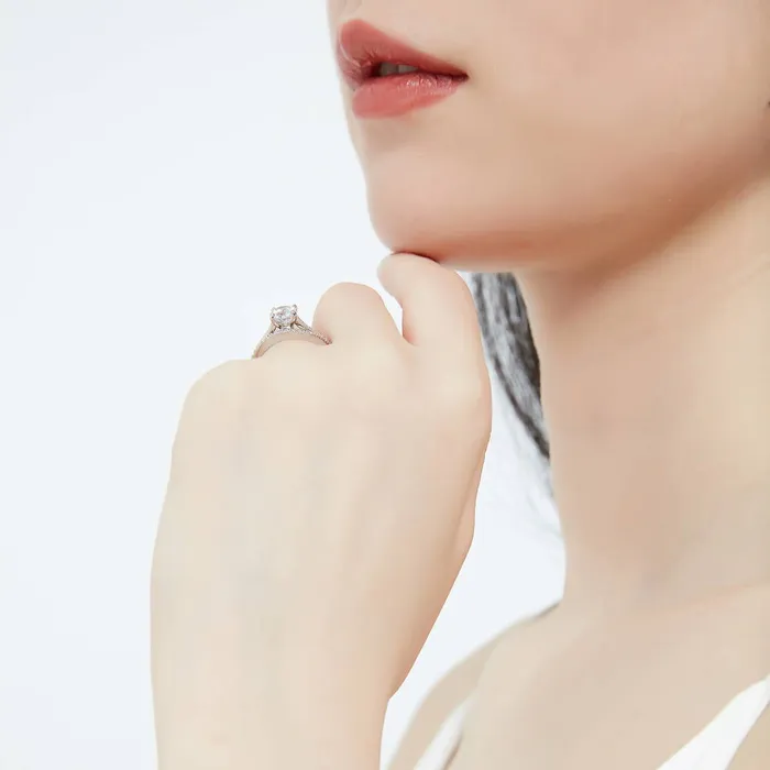 Rings Solitaire Wishbone 1ct CZ Ring Set in Sterling Silver BERRICLE