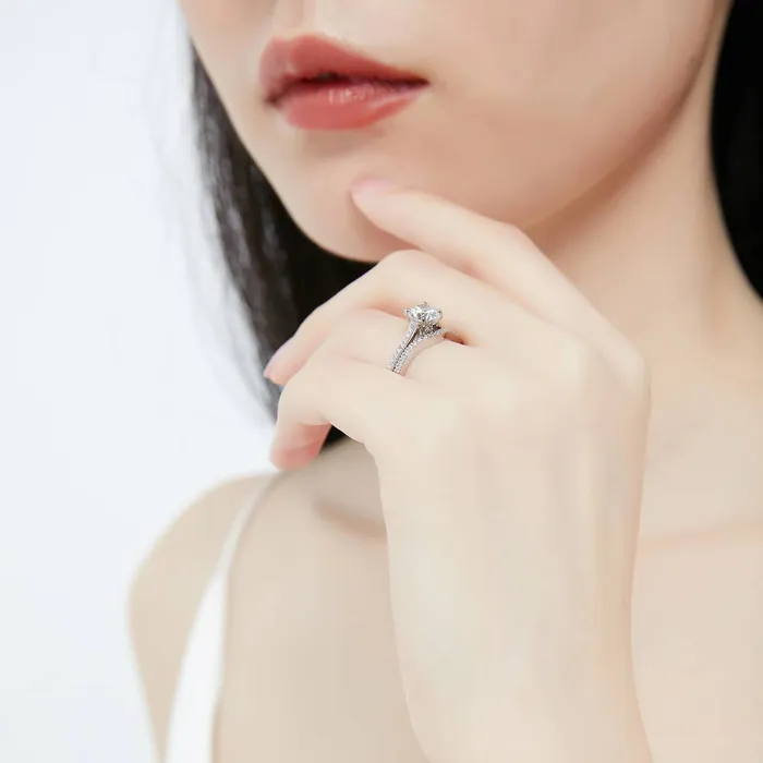 Rings Solitaire Wishbone 1ct CZ Ring Set in Sterling Silver BERRICLE