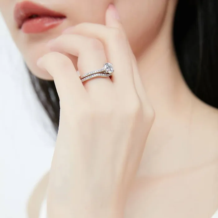 Rings Solitaire Wishbone 1ct CZ Ring Set in Sterling Silver BERRICLE