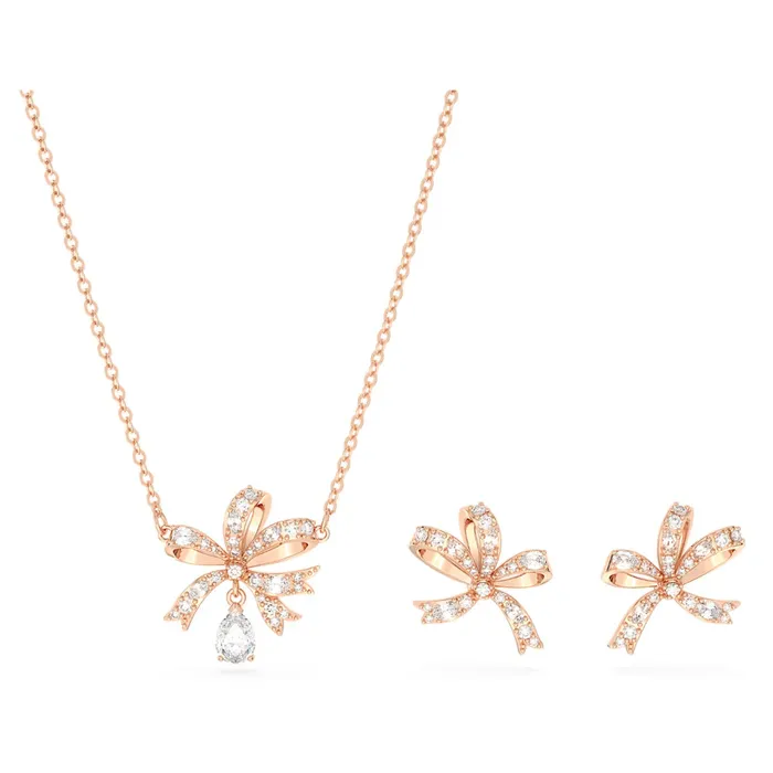 Rings Swarovski Swarovski Volta set Bow White Rose goldtone plated