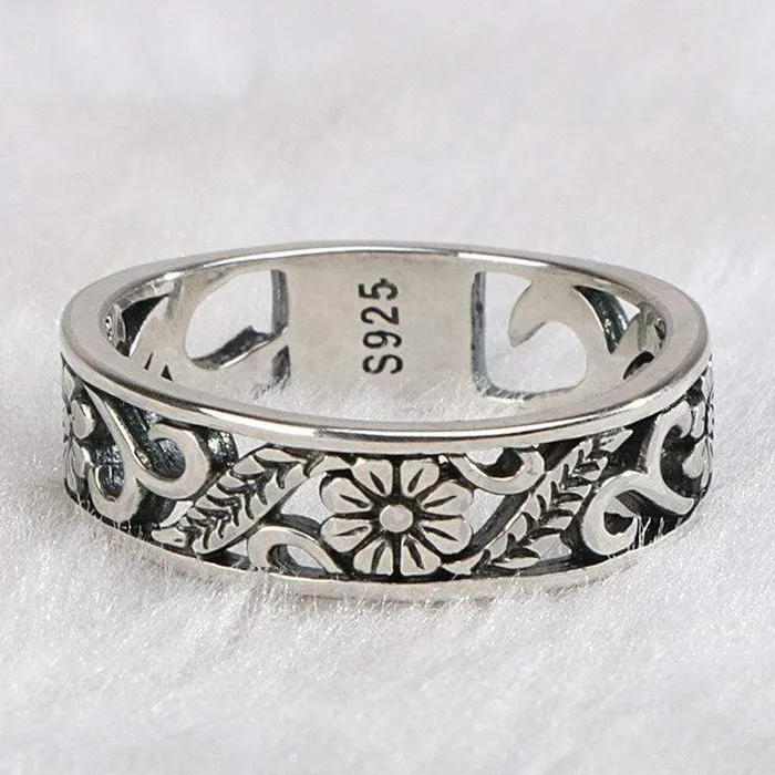 Rings WickedAF S925 Sterling Silver Floral Design Ring