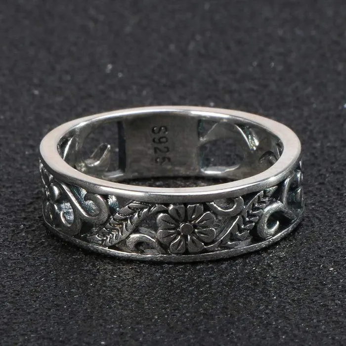Rings WickedAF S925 Sterling Silver Floral Design Ring