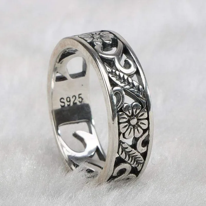 Rings WickedAF S925 Sterling Silver Floral Design Ring