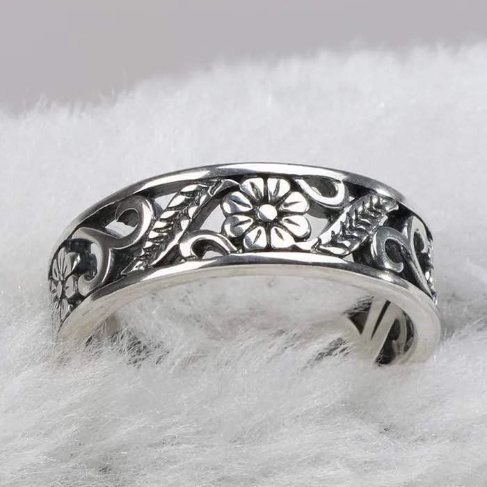 Rings WickedAF S925 Sterling Silver Floral Design Ring