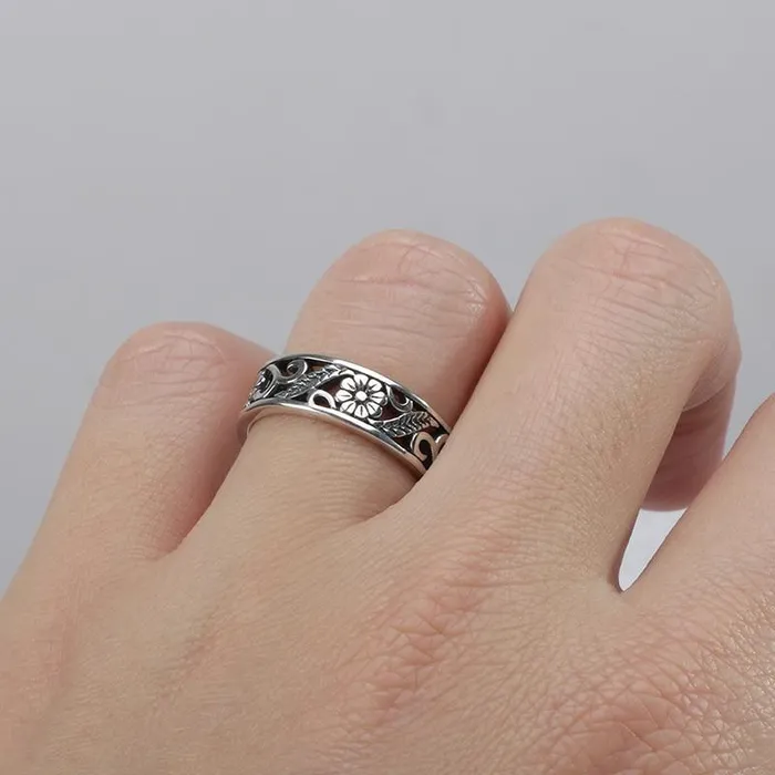Rings WickedAF S925 Sterling Silver Floral Design Ring