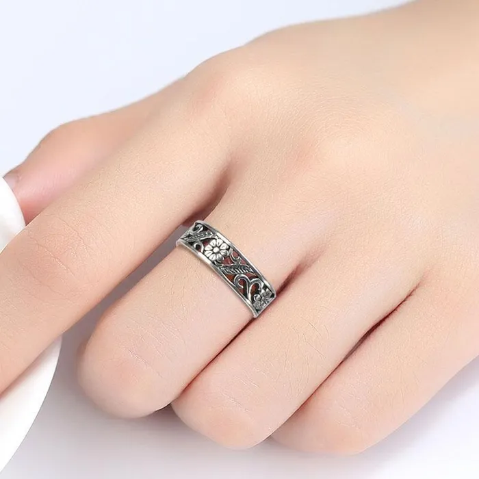 Rings WickedAF S925 Sterling Silver Floral Design Ring