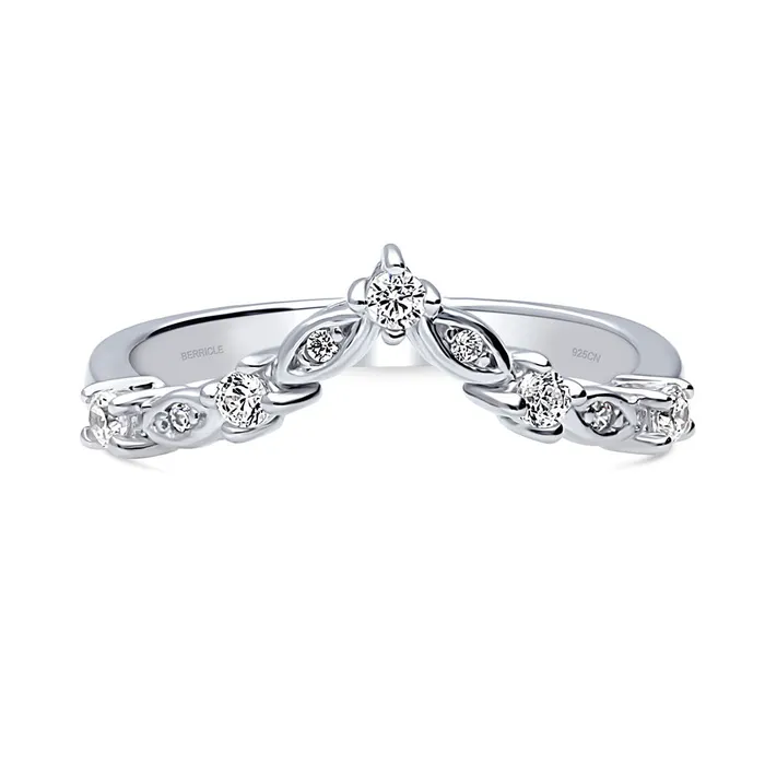Rings Wishbone Chevron CZ Band in Sterling Silver BERRICLE