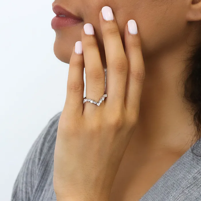 Rings Wishbone Chevron CZ Band in Sterling Silver BERRICLE