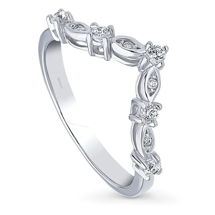 Rings Wishbone Chevron CZ Band in Sterling Silver BERRICLE