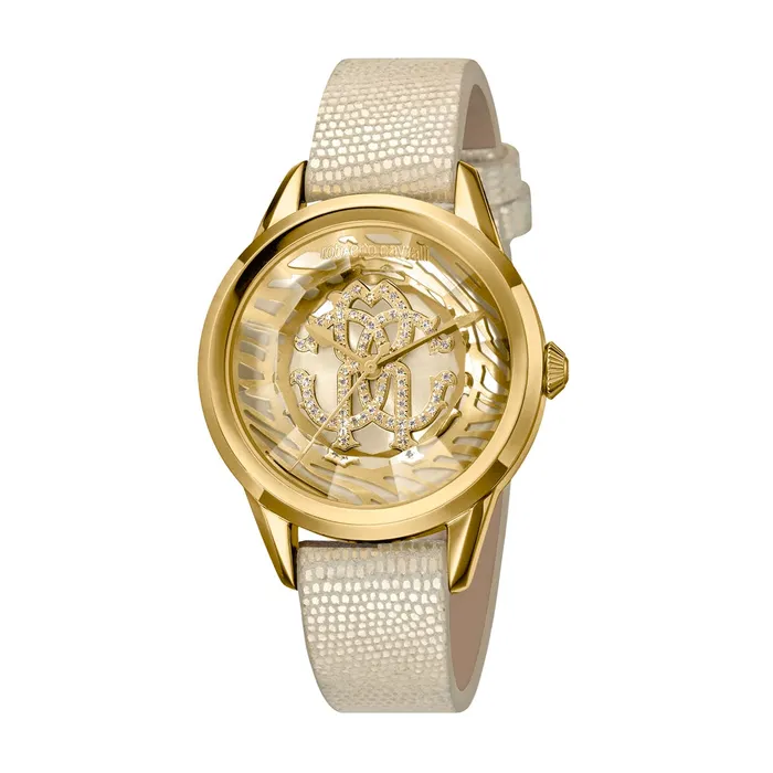 Roberto Cavalli Watches Roberto Cavalli Ladies Watch With Animal Printed Dial Beige Leather Strap Roberto Cavalli Watches Roberto Cavalli Ladies Watch With Animal Printed Dial Beige Leather Strap
